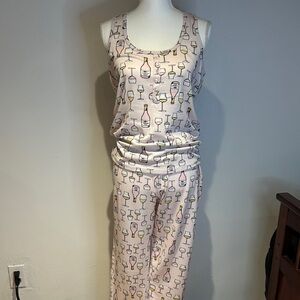 Elegant Pink Champagne Print Pajama Set